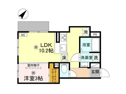 ラメゾン大田町(1LDK/3階)の間取り写真