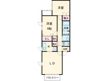 シャインリバー八幡II(2LDK/2階)の間取り写真