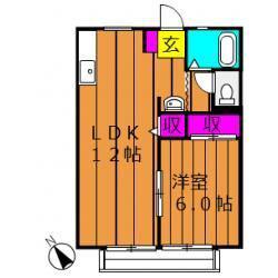 パナハイツ総社M(1LDK/2階)の間取り写真