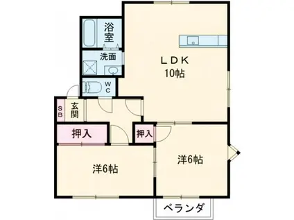 グリーンリーフ拾番館(2LDK/2階)の間取り写真