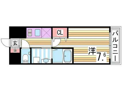 エスリード神戸三宮パークビュー(1K/3階)の間取り写真