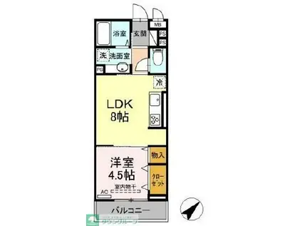 プランドールN I(1LDK/2階)の間取り写真