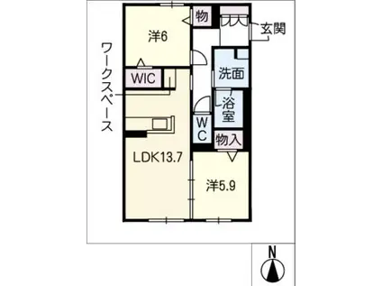 シャーメゾンステージ岐南(2LDK/1階)の間取り写真