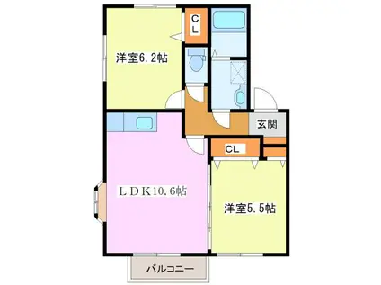 サンスクエア大崎(2LDK/2階)の間取り写真