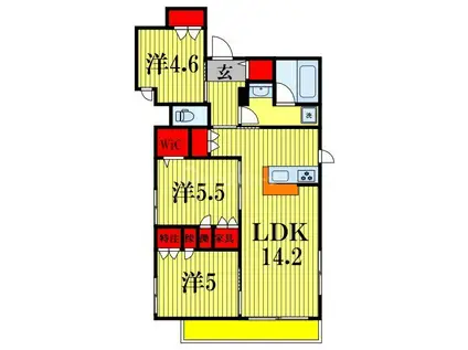 MAISON FELS(3LDK/2階)の間取り写真