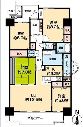 パストラルハイム豊橋壱番館(4LDK/9階)の間取り写真