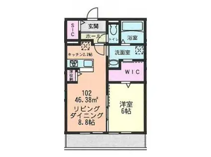 CASA GRANDE IZAWA(1LDK/1階)の間取り写真