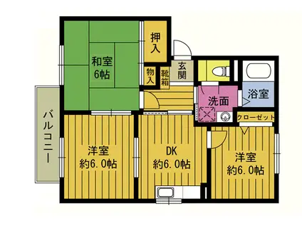 ビッグフォレスト(3DK/2階)の間取り写真