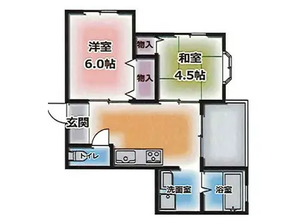 カサパロマ水木(2LDK/6階)の間取り写真