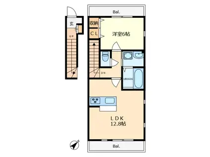 スウィート ホーム 2(1LDK/2階)の間取り写真