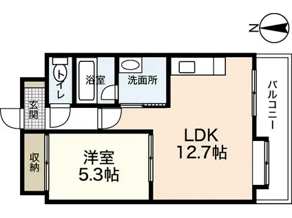 ニューワン河井ビル(1LDK/4階)の間取り写真