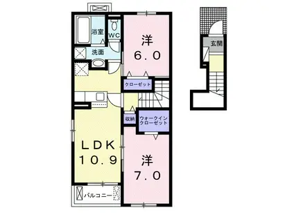 ベニアージュ C(2LDK/2階)の間取り写真