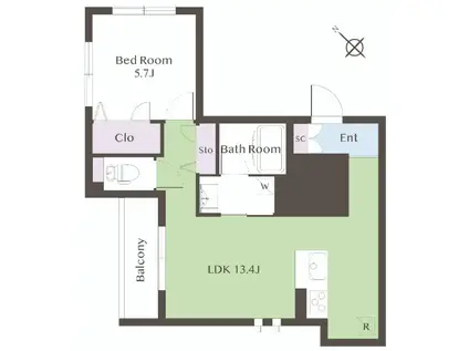 リアンメゾン(1LDK/2階)の間取り写真