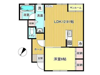 EPISODE B棟(1LDK/1階)の間取り写真