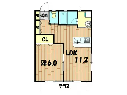 コルテーゼI(1LDK/1階)の間取り写真