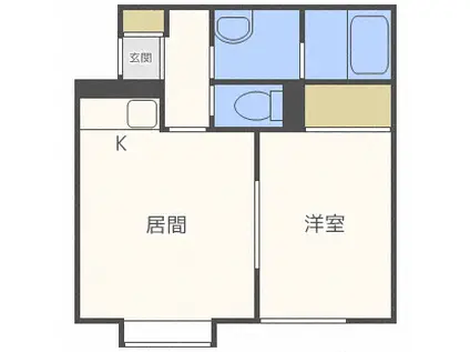 ユニゾン西町(1LDK/2階)の間取り写真