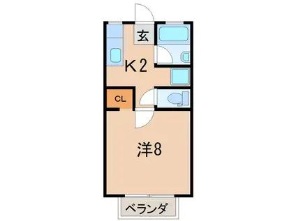 EARTH南沢又(1K/1階)の間取り写真
