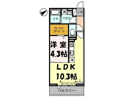 ROI DEL OURS 4(1LDK/2階)の間取り写真
