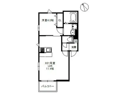 アネシス博多 569(1LDK/1階)の間取り写真
