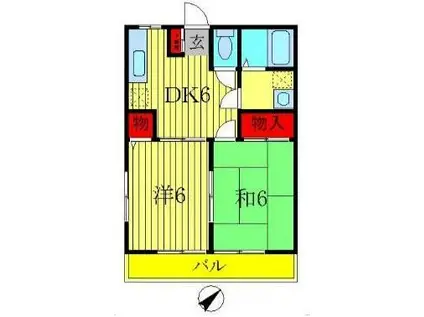 コーポヒロ(2DK/1階)の間取り写真