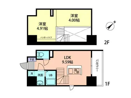 MODERN PALAZZO天神東グラン(1LDK/6階)の間取り写真