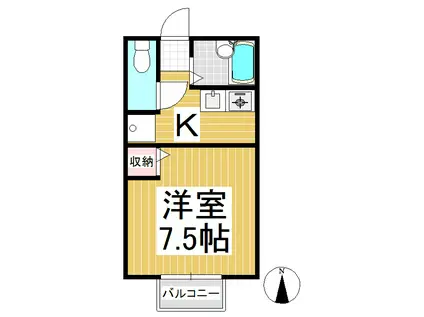 ウィルコ手塚II(1K/1階)の間取り写真