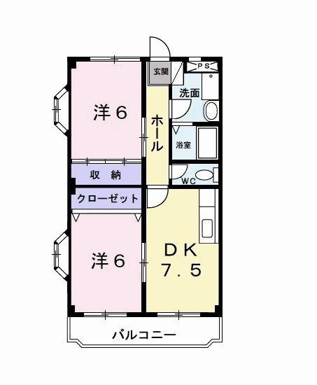 グランメールA(2DK/3階)の間取り写真