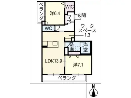 シャーメゾン笠松(2LDK/3階)の間取り写真