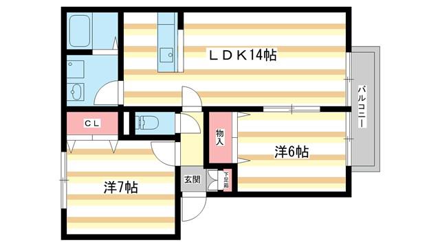 サテライト ミーホB(2LDK/1階)の間取り写真
