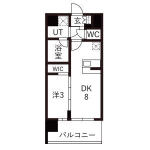 エスリードレジデンス玉造ザ・イースト(1LDK/4階)の間取り写真