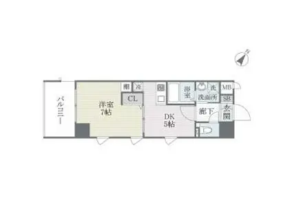 QREST博多東I(1DK/5階)の間取り写真