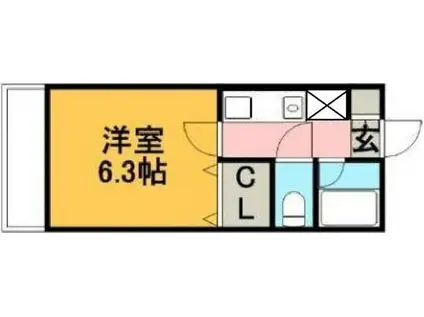 シティパレス福岡工大前(1K/3階)の間取り写真