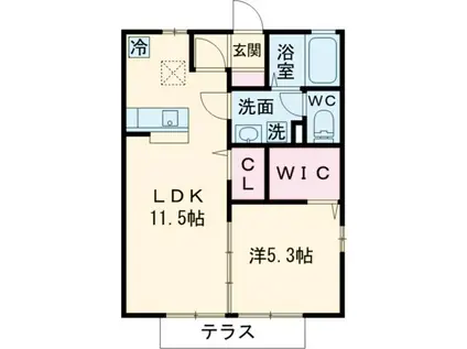 シェルノーブル C棟(1LDK/1階)の間取り写真