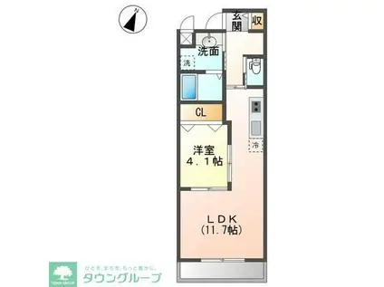 カスティール(1LDK/2階)の間取り写真