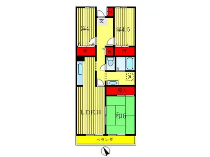 サンソレイユ松戸(3LDK/1階)の間取り写真