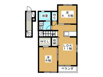 メゾン・パルII(2LDK/2階)の間取り写真