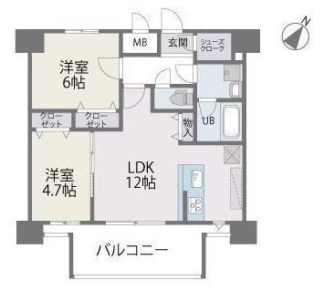MODERN PALAZZO 博多デュオグランデウエスト(2LDK/8階)の間取り写真