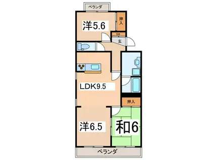ファミール三井 I(3LDK/1階)の間取り写真