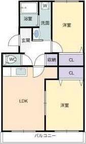 アンソレイエII(2LDK/1階)の間取り写真