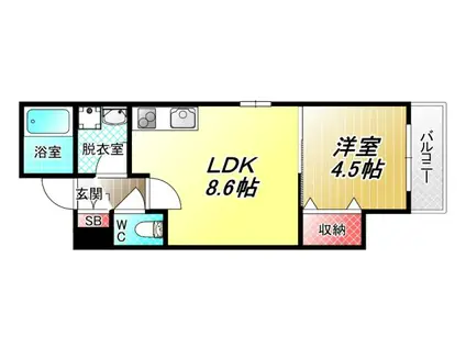 D PORTA AVENUE(1LDK/1階)の間取り写真