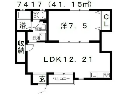 ドゥマール(1LDK/1階)の間取り写真