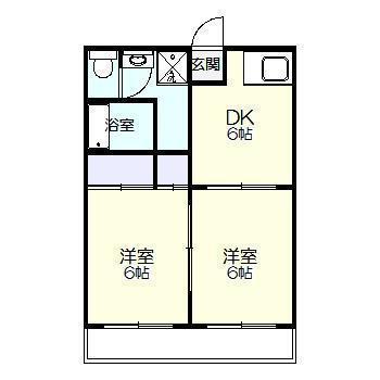 リバーサイド自由ヶ丘1号館(2DK/1階)の間取り写真