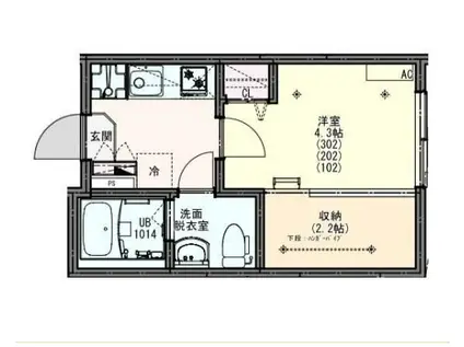 KEIAI RESIDENCE せんげん台LL(1K/1階)の間取り写真