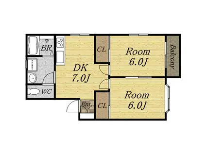 サンハイツ(2DK/2階)の間取り写真