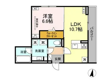 セレスティア苗代(1LDK/3階)の間取り写真