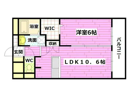 カサグランデV(1LDK/4階)の間取り写真