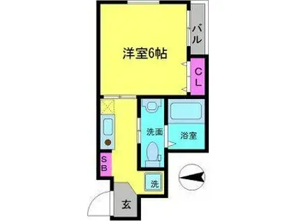 ウインズコート清水(1K/1階)の間取り写真