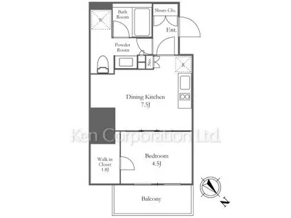 ザ・パークワンズ渋谷本町(1DK/5階)の間取り写真