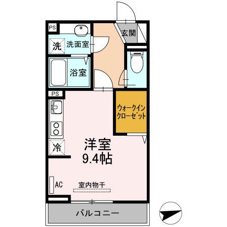 D-ROOM新涯(ワンルーム/2階)の間取り写真