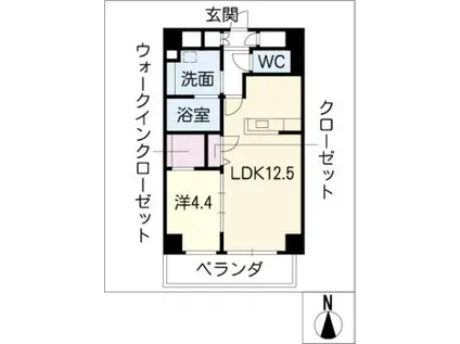 メルベーユ覚王山(1LDK/9階)の間取り写真
